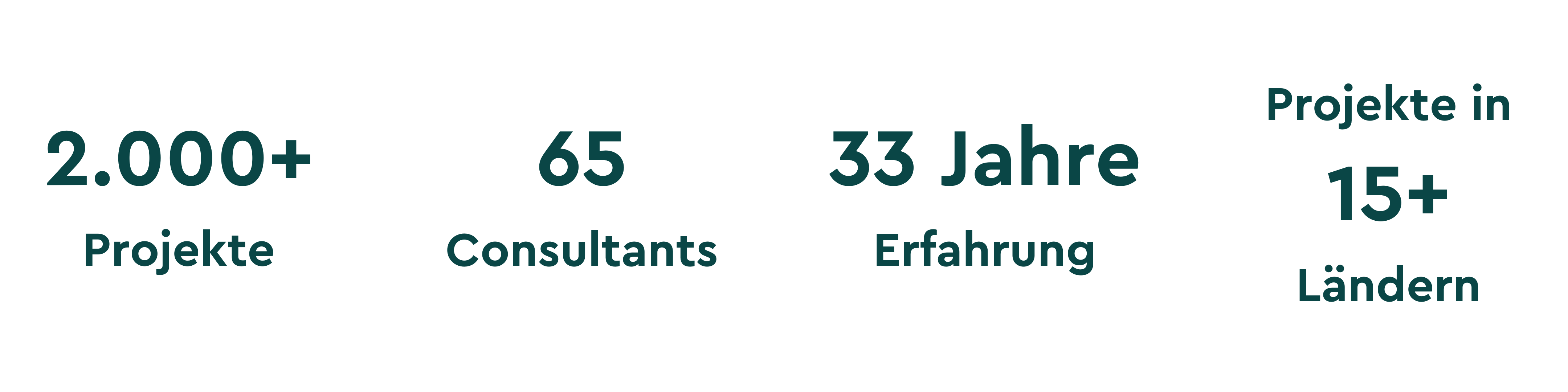 vier kreise mit Informationen zu response wie der Anzahl der Projekte und der Anzahl der Mitarbeiter